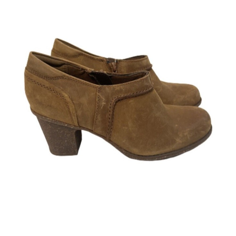 CLARKS Sashlin Aleta Leather Shooties Dark Tan Size 6 Cushion Soft Ortho…